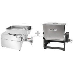 Set masina de tocat carne + malaxor pentru carne GGM Gastro FMFC25#FWFC450 (Inox)