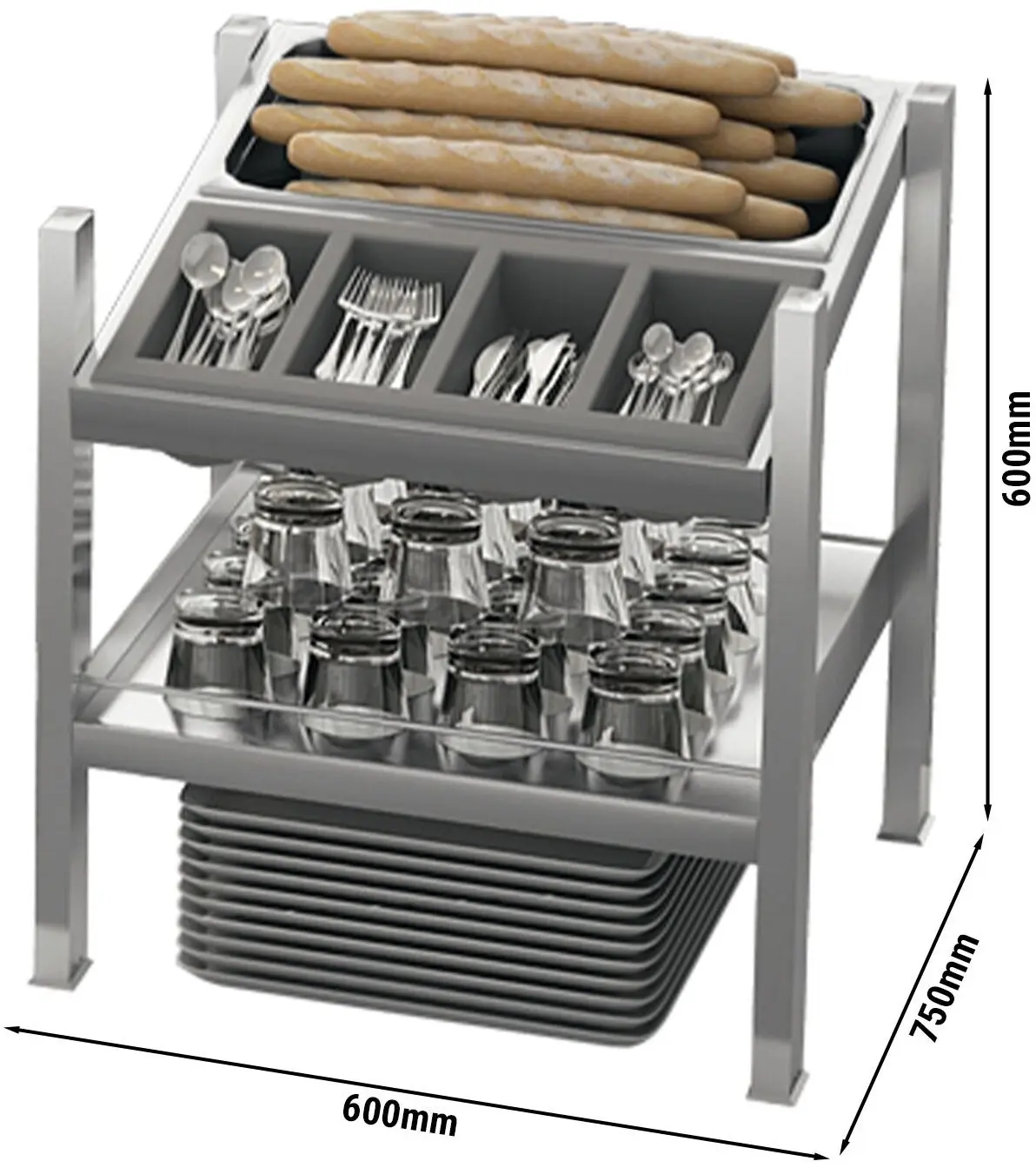 Suport pentru tacamuri GGM Gastro BVI1000-BT (Inox) - 2