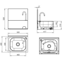 Рукомойник бесконтактный GGM Gastro HWB54M (Inox) Thumb