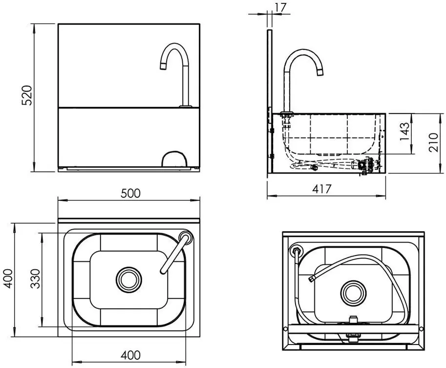 Рукомойник бесконтактный GGM Gastro HWB54M (Inox) - 5