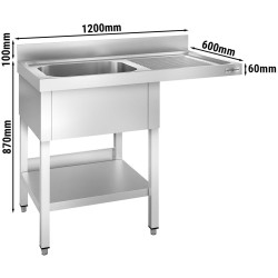 Masa cu chiuveta pentru masina de spalat vase GGM Gastro STK126SBL1 (Inox) Thumb