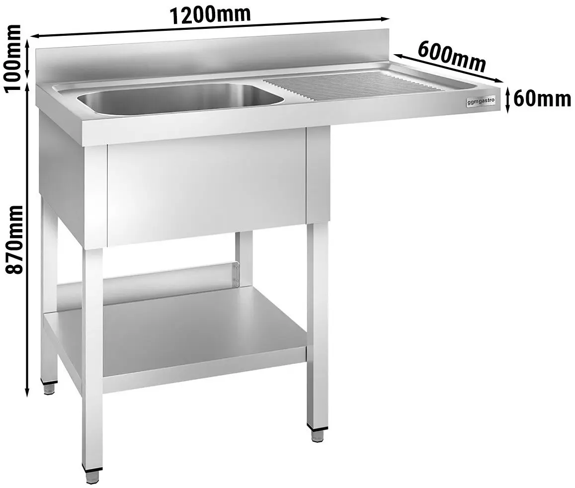 Masa cu chiuveta pentru masina de spalat vase GGM Gastro STK126SBL1 (Inox) - 8