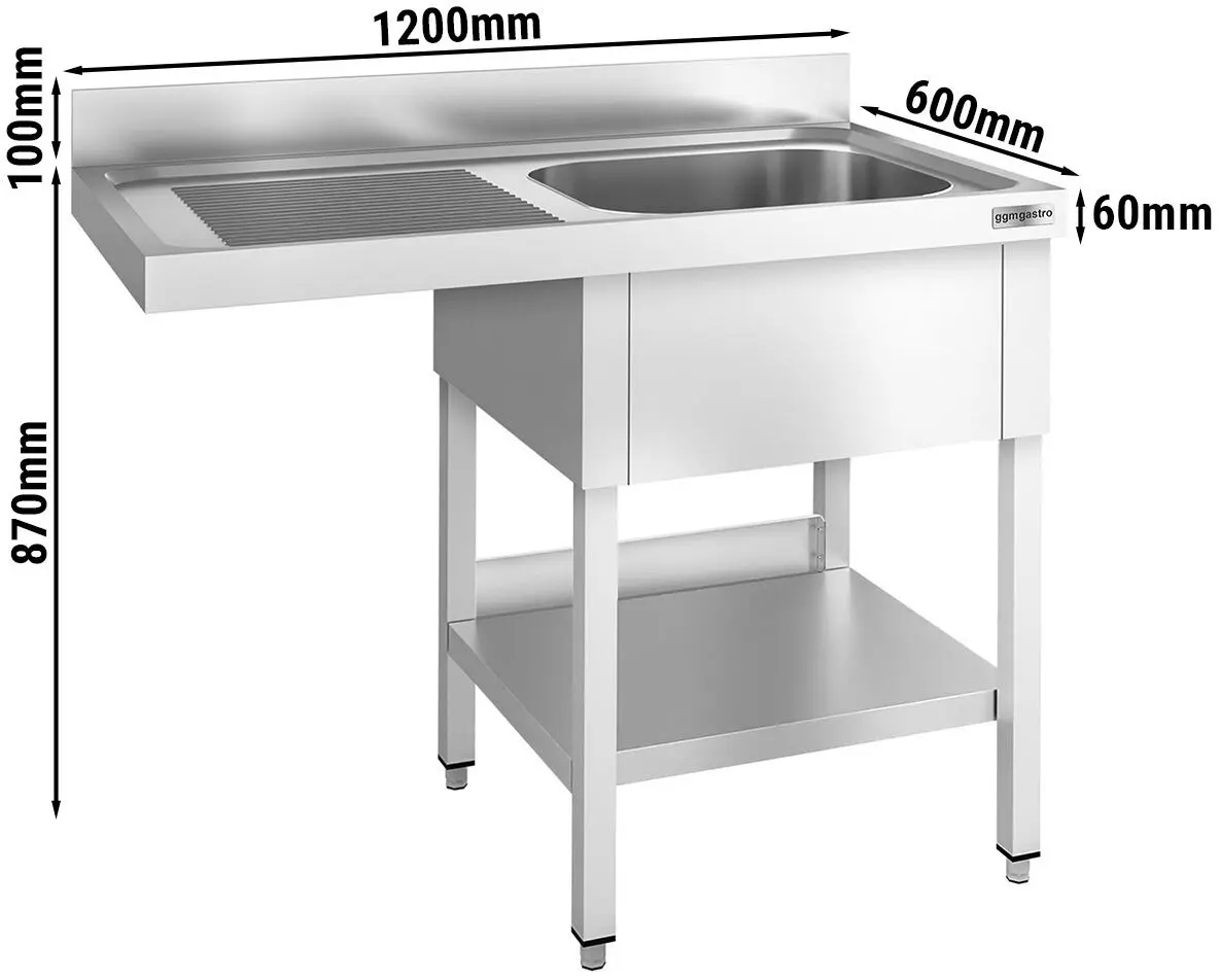 Стол-мойка для посудомоечной машины GGM Gastro STK126SBR1 (Inox) - 8