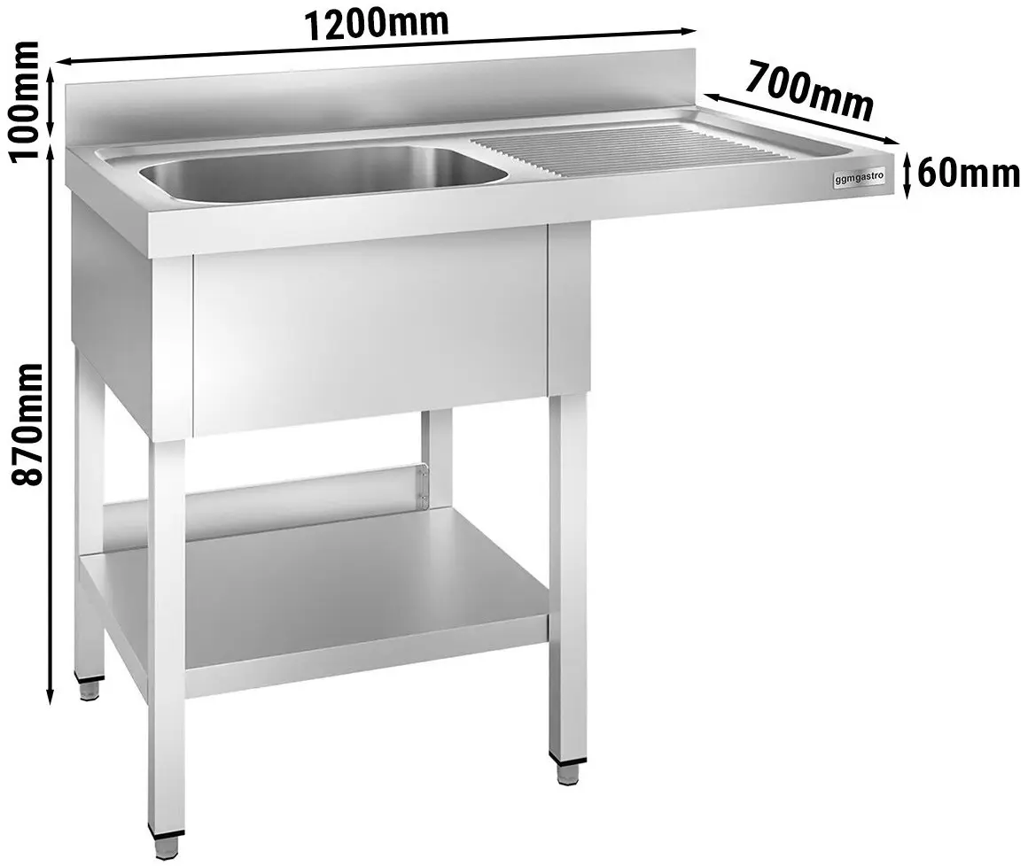 Masa cu chiuveta pentru masina de spalat vase GGM Gastro STK127SBL1 (Inox) - 8