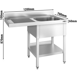 Стол-мойка для посудомоечной машины GGM Gastro STK127SBR1 (Inox) Thumb
