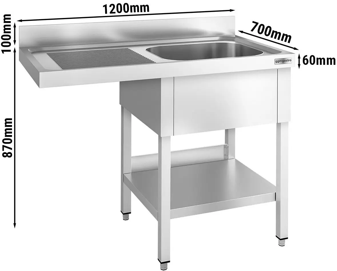 Стол-мойка для посудомоечной машины GGM Gastro STK127SBR1 (Inox) - 8