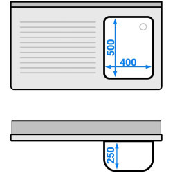 Стол-мойка для посудомоечной машины GGM Gastro STK127SBR1 (Inox) Thumb