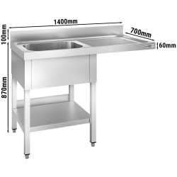 Masa cu chiuveta pentru masina de spalat vase GGM Gastro STK147SBL1 (Inox) Thumb