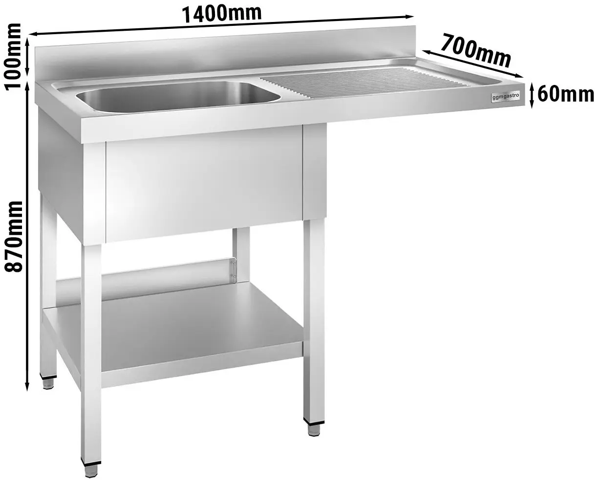 Masa cu chiuveta pentru masina de spalat vase GGM Gastro STK147SBL1 (Inox) - 8