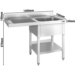 Стол-мойка для посудомоечной машины GGM Gastro STK147SBR1 (Inox) Thumb