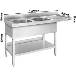 Masa cu chiuveta pentru masina de spalat vase GGM Gastro STK166SBL2 (Inox) Thumb