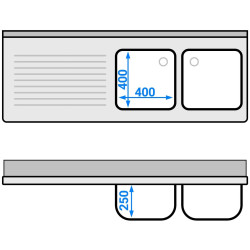 Стол-мойка для посудомоечной машины GGM Gastro STK166SBR2 (Inox) Thumb