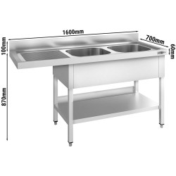 Masa cu chiuveta pentru masina de spalat vase GGM Gastro STK167SBR2 (Inox) Thumb