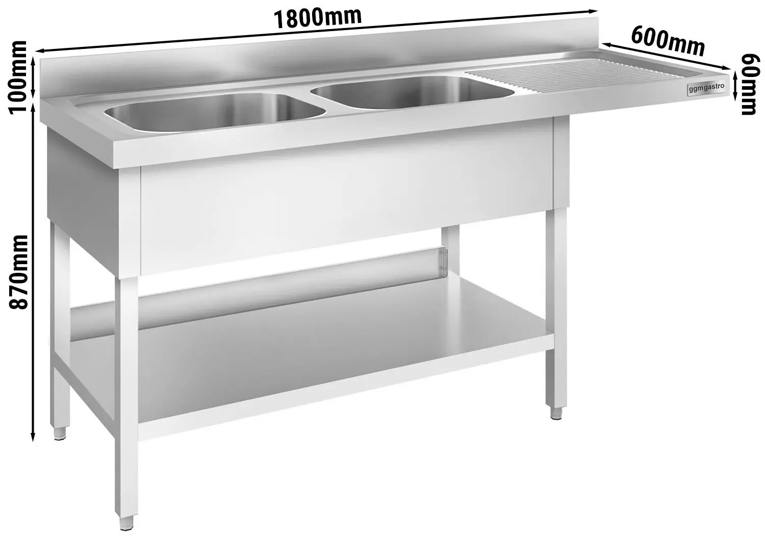 Стол-мойка для посудомоечной машины GGM Gastro STK186SBL2 (Inox) - 8