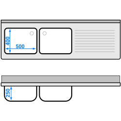 Стол-мойка для посудомоечной машины GGM Gastro STK186SBL2 (Inox) Thumb