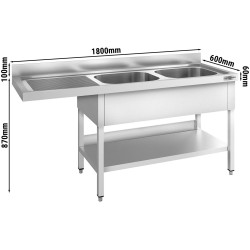 Стол-мойка для посудомоечной машины GGM Gastro STK186SBR2 (Inox) Thumb