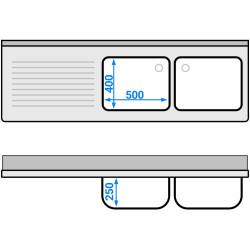 Стол-мойка для посудомоечной машины GGM Gastro STK186SBR2 (Inox) Thumb