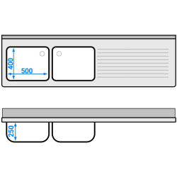 Стол-мойка для посудомоечной машины GGM Gastro STK206SBL2 (Inox) Thumb