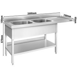 Стол-мойка для посудомоечной машины GGM Gastro STK207SBL2 (Inox) Thumb