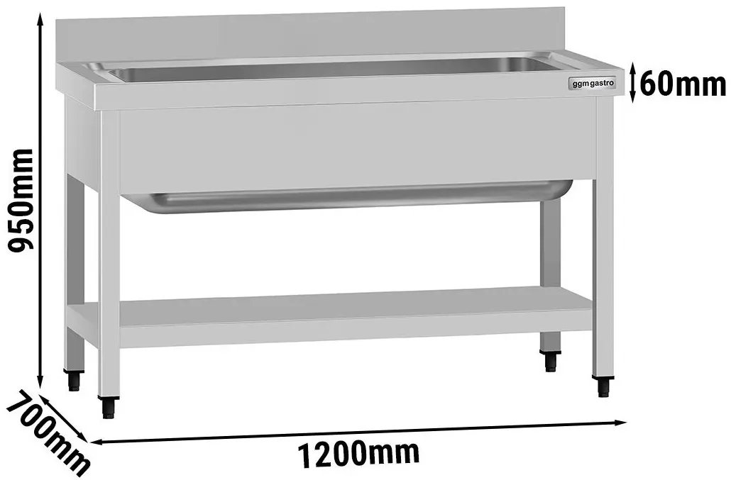Стол-мойка GGM Gastro STB127T1 (Inox) - 7