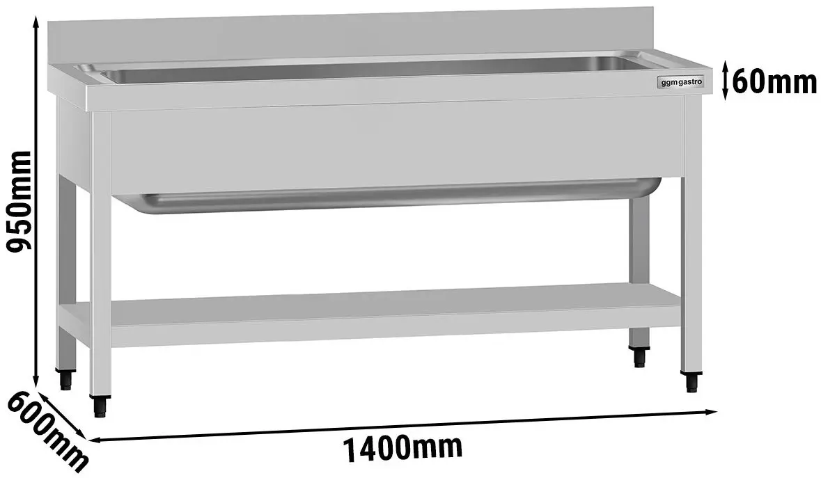 Стол-мойка GGM Gastro STB146T1 (Inox) - 7