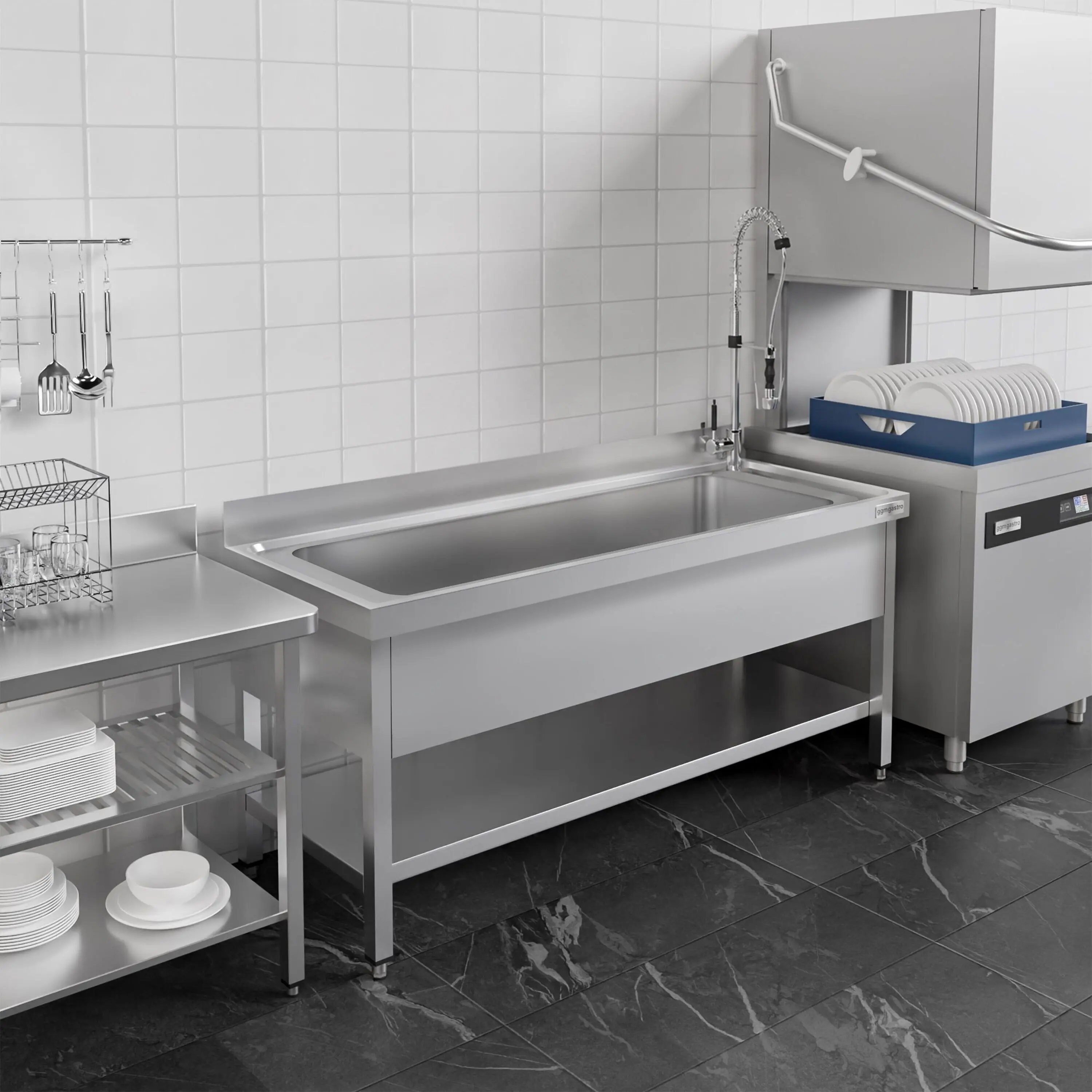 Стол-мойка GGM Gastro STB146T1 (Inox) - 9