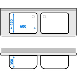 Стол-мойка GGM Gastro STB166T2 (Inox) Thumb