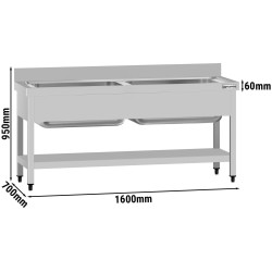 Стол-мойка GGM Gastro STB167T2 (Inox) Thumb