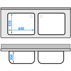 Стол-мойка GGM Gastro STB167T2 (Inox) Thumb