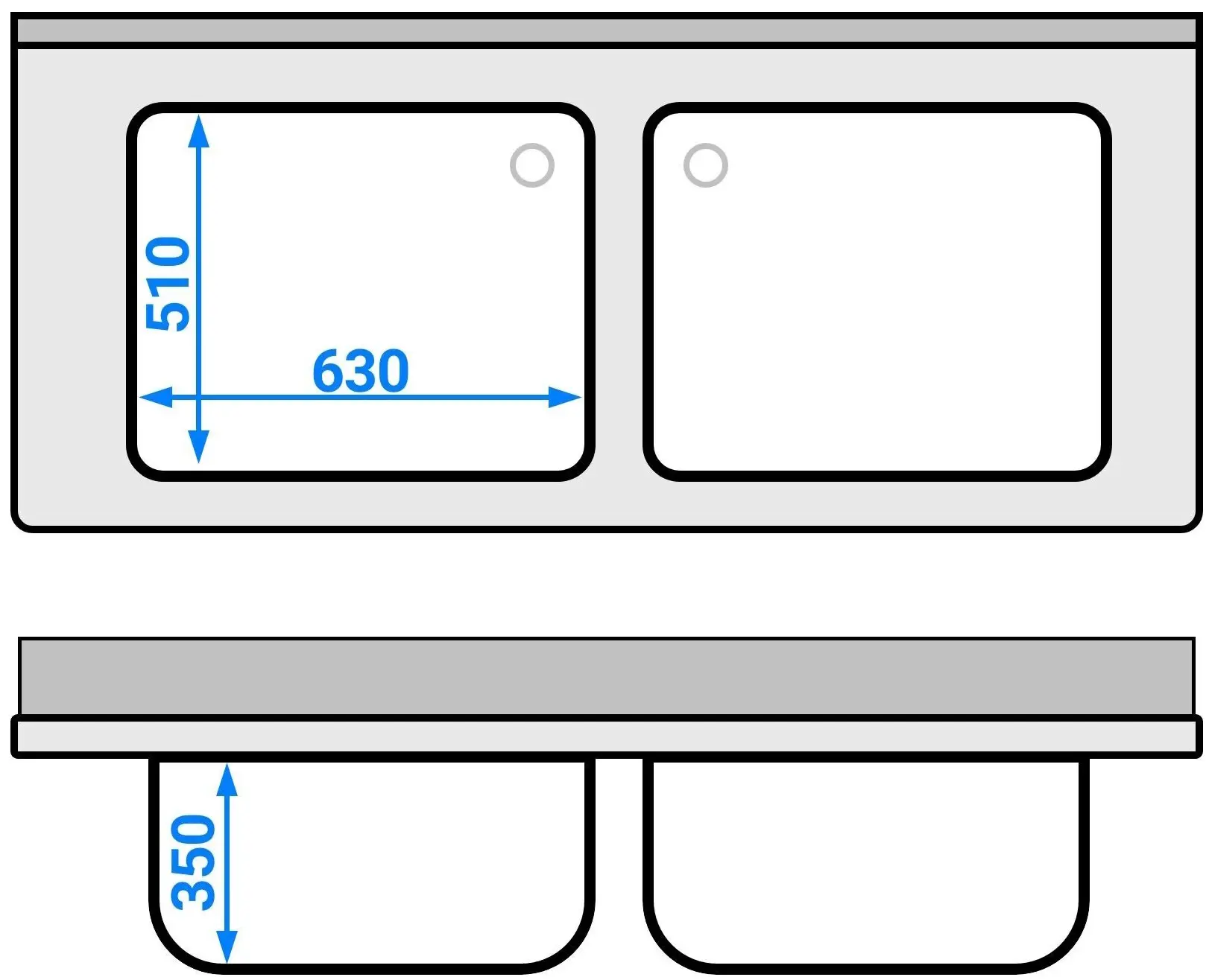 Стол-мойка GGM Gastro STB167T2 (Inox) - 8
