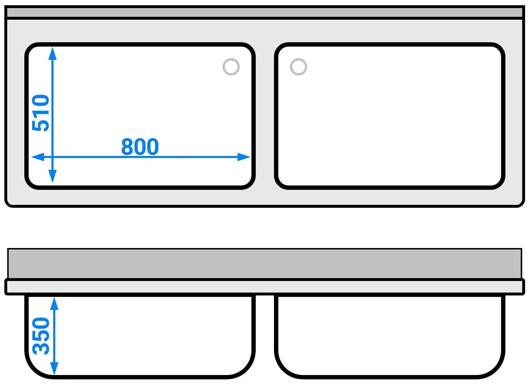 Стол-мойка GGM Gastro STB187T2 (Inox) - 8