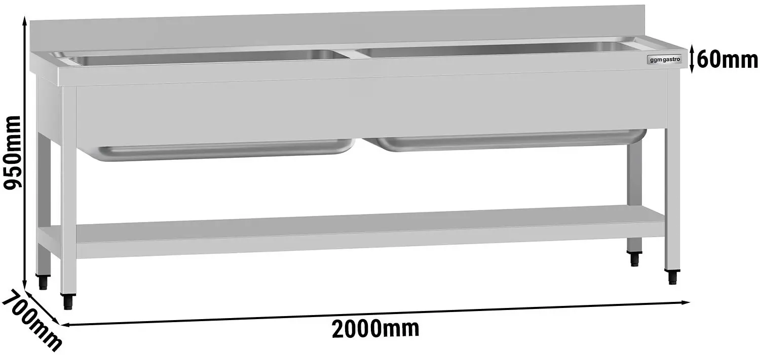 Masa cu chiuveta GGM Gastro STB207T2 (Inox) - 7