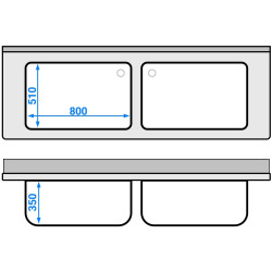 Masa cu chiuveta GGM Gastro STB207T2 (Inox) Thumb