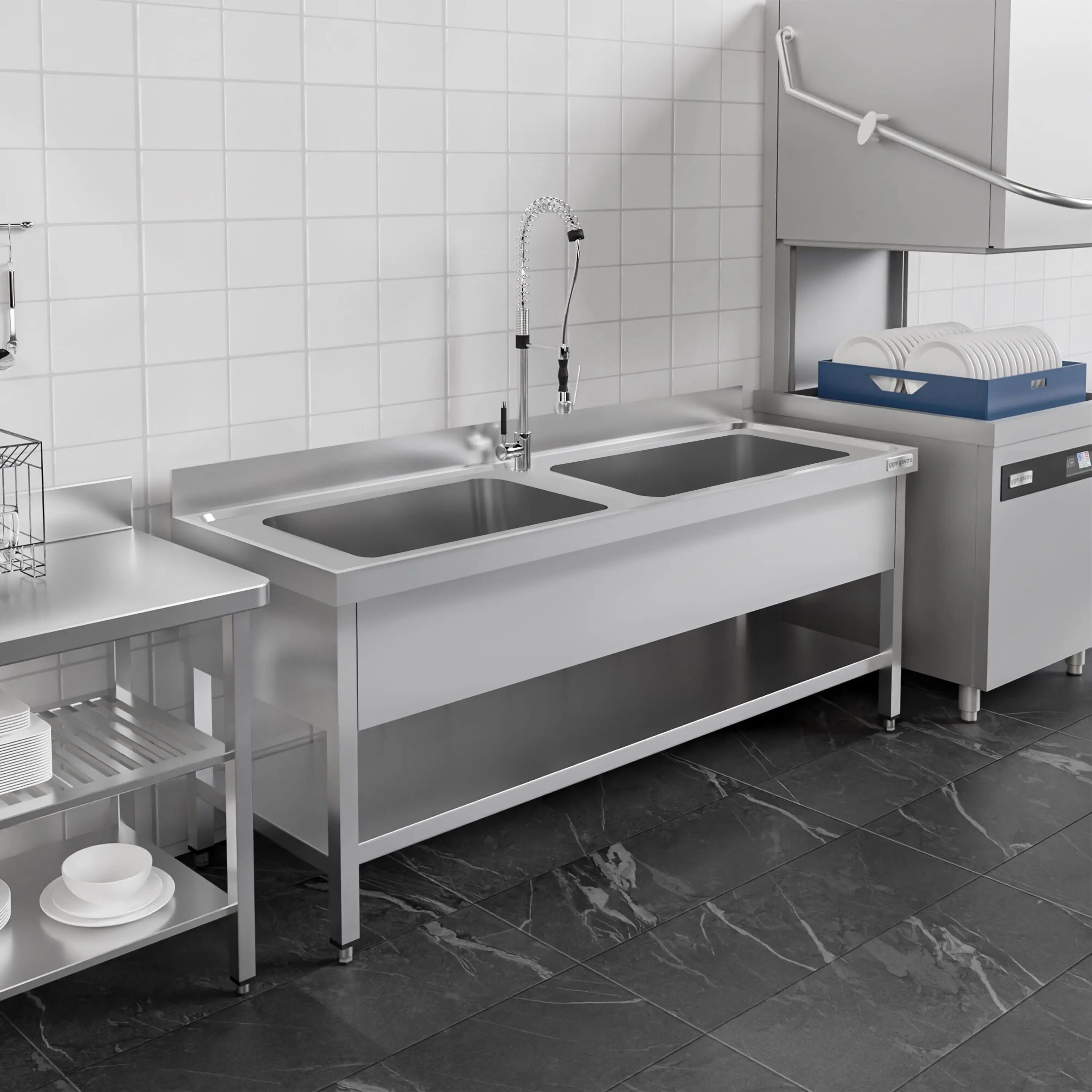 Masa cu chiuveta GGM Gastro STB207T2 (Inox) - 9