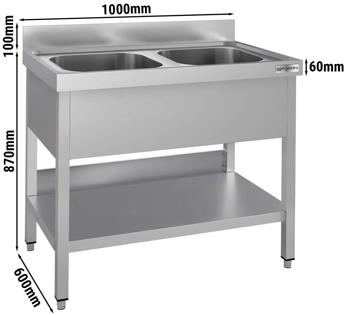 Masa cu chiuveta GGM Gastro STK106BM2#ECO (Inox) - 11