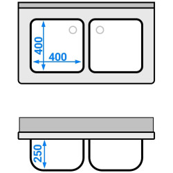 Стол-мойка GGM Gastro STK106BM2 (Inox) Thumb