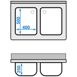 Стол-мойка GGM Gastro STK107BM2#ECO (Inox) Thumb