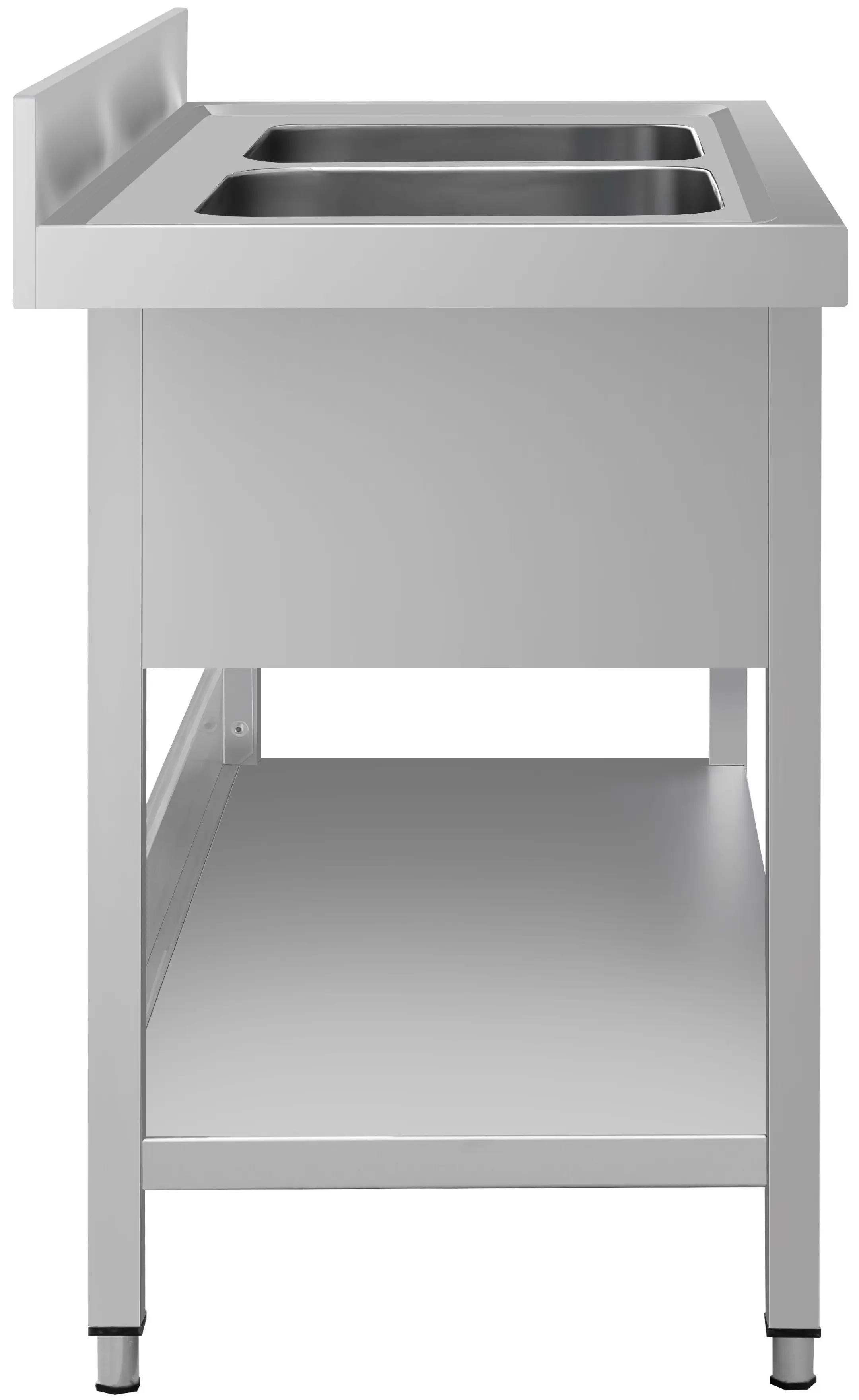 Стол-мойка GGM Gastro STK107BM2#ECO (Inox) - 4