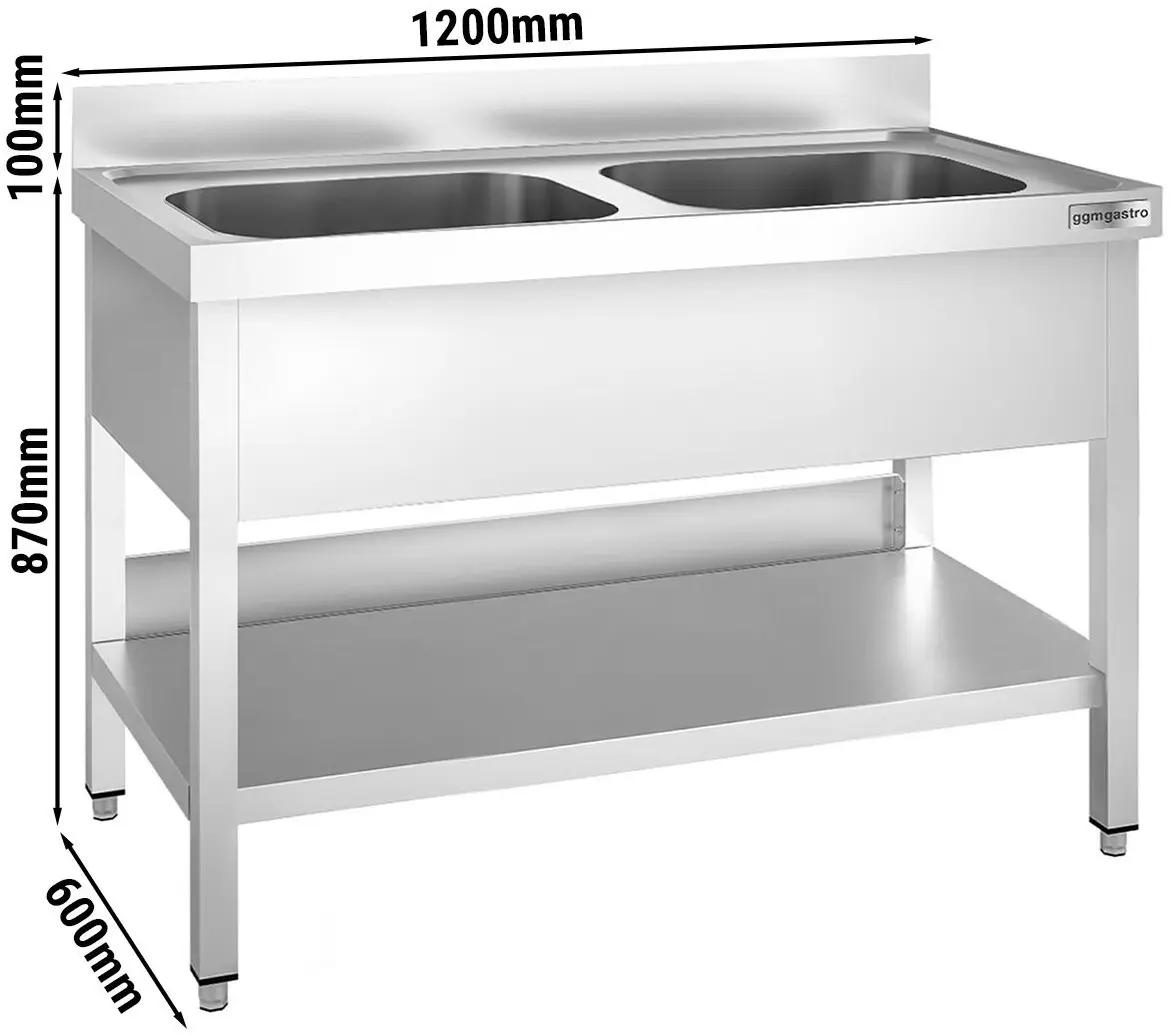 Стол-мойка GGM Gastro STK126BM2 (Inox) - 11