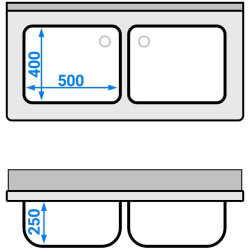 Стол-мойка GGM Gastro STK126BM2 (Inox) Thumb