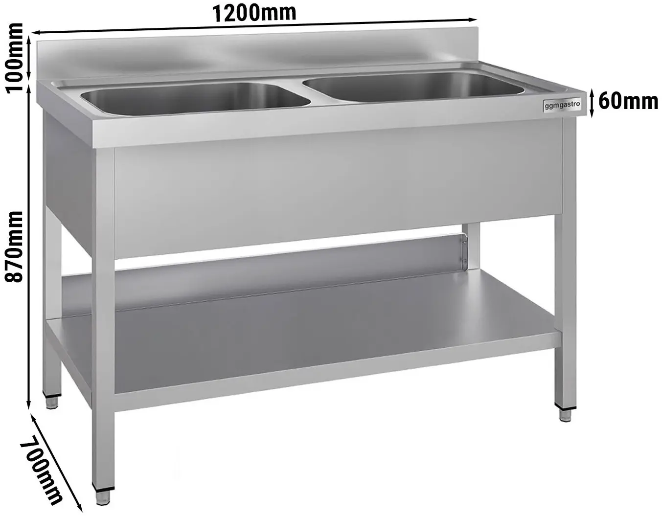 Masa cu chiuveta GGM Gastro STK127BM2#ECO (Inox) - 11