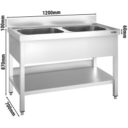 Стол-мойка GGM Gastro STK127BM2 (Inox) Thumb