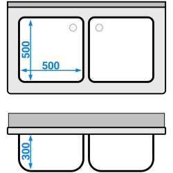 Стол-мойка GGM Gastro STK127BM2 (Inox) Thumb