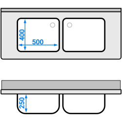Стол-мойка GGM Gastro STK146BM2#ECO (Inox) Thumb