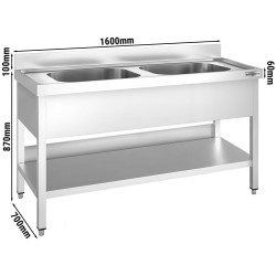 Стол-мойка GGM Gastro STK167BM2 (Inox) Thumb