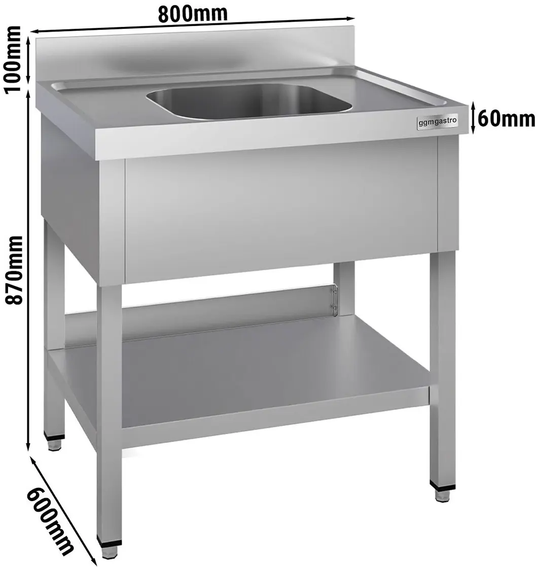 Стол-мойка GGM Gastro STK86BM1#ECO (Inox) - 8