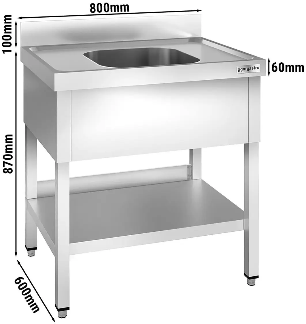 Стол-мойка GGM Gastro STK86BM1 (Inox) - 8