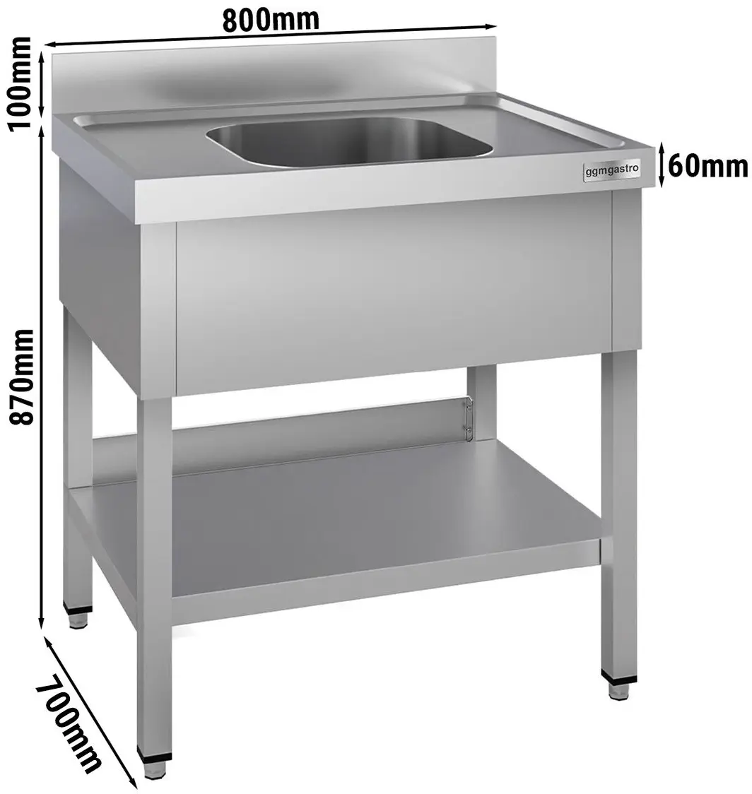 Стол-мойка GGM Gastro STK87BM1#ECO (Inox) - 8