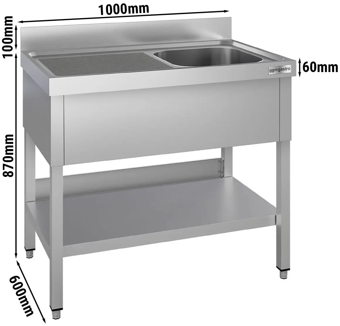Стол с мойкой GGM Gastro STK106BR1#ECO (Inox) - 8