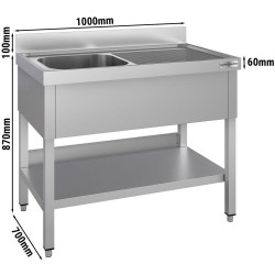 Стол с мойкой GGM Gastro STK107BL1#ECO (Inox) Thumb